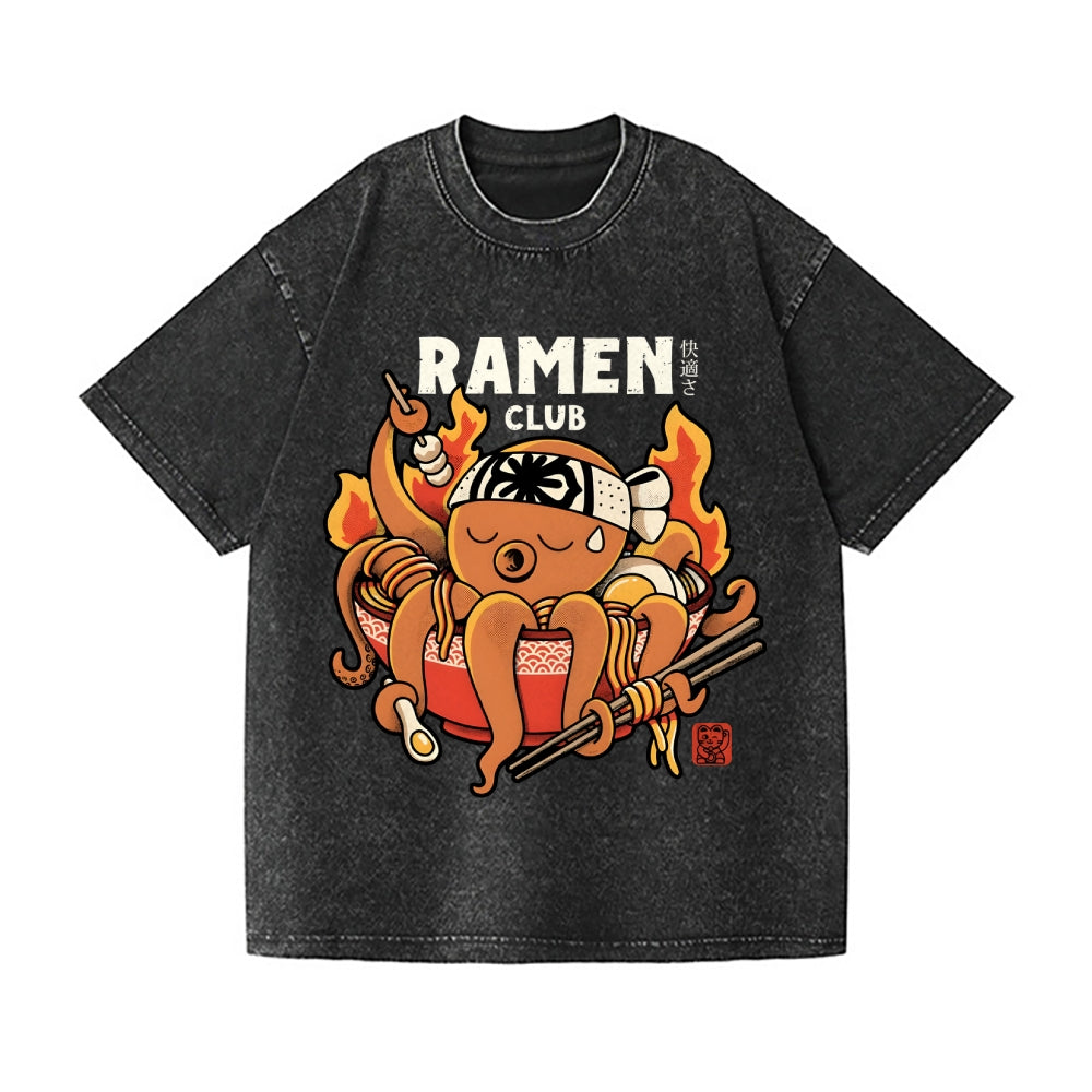 Ramen Octopus Vintage Wash Japanese Design T-Shirt