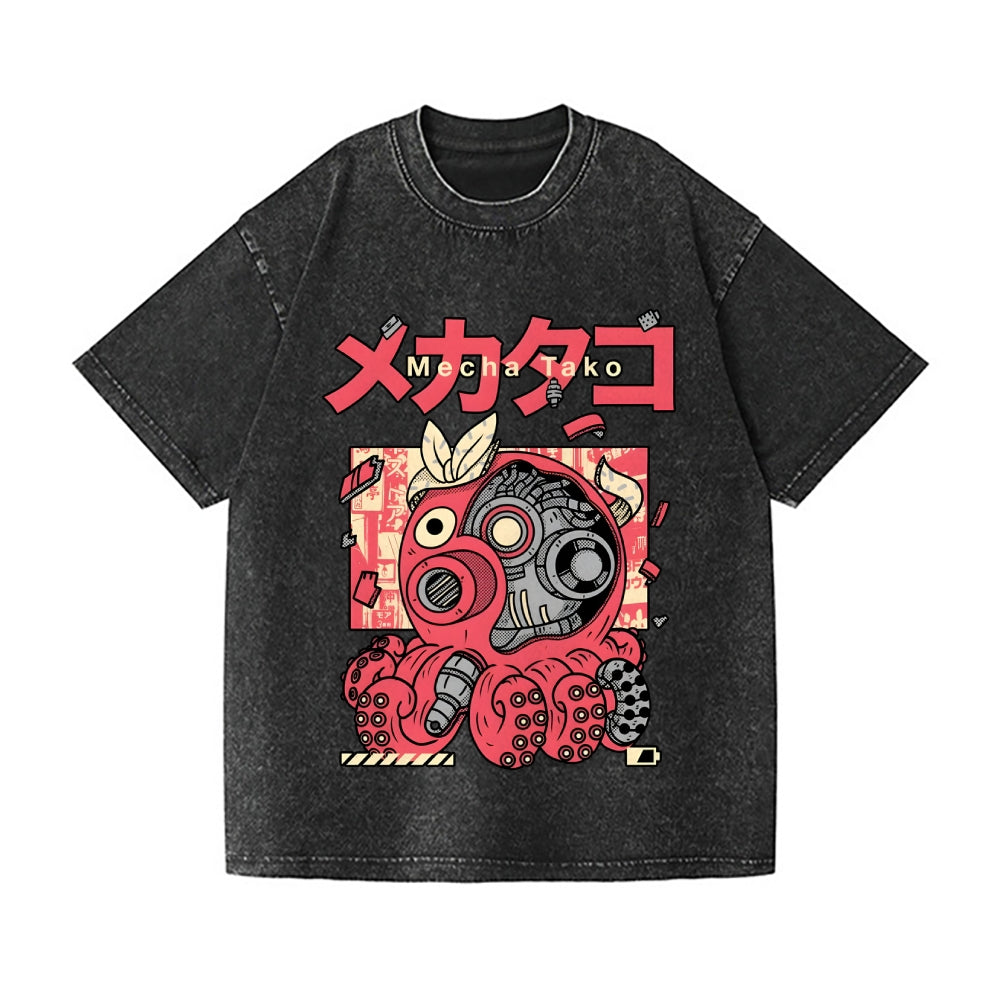 Mecha Takoyaki Vintage Wash Japanese Design T-Shirt