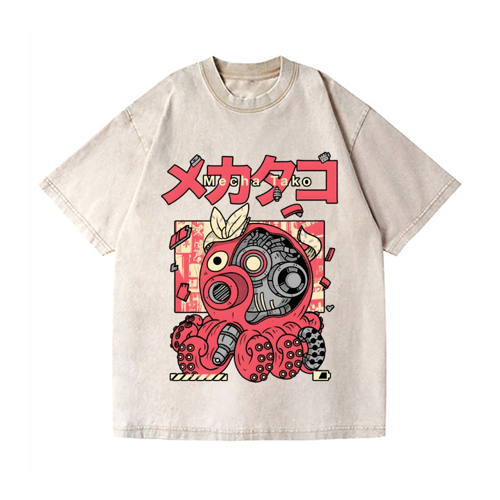 Mecha Takoyaki Vintage Wash Japanese Design T-Shirt