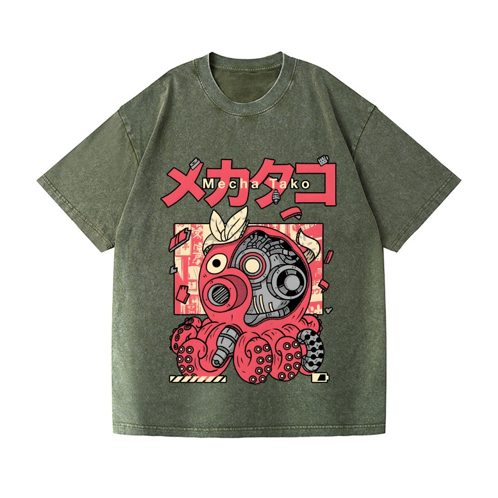 Mecha Takoyaki Vintage Wash Japanese Design T-Shirt