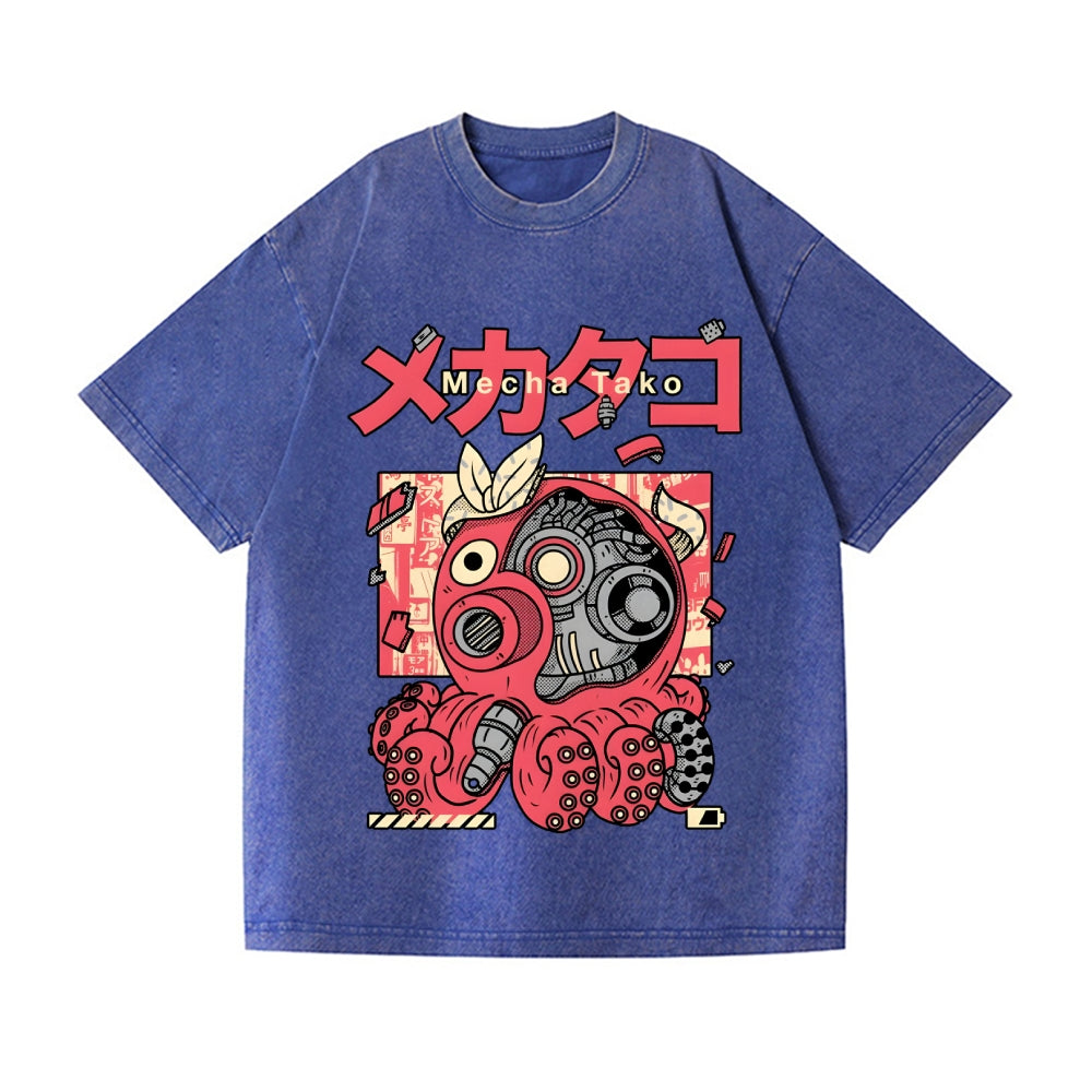 Mecha Takoyaki Vintage Wash Japanese Design T-Shirt
