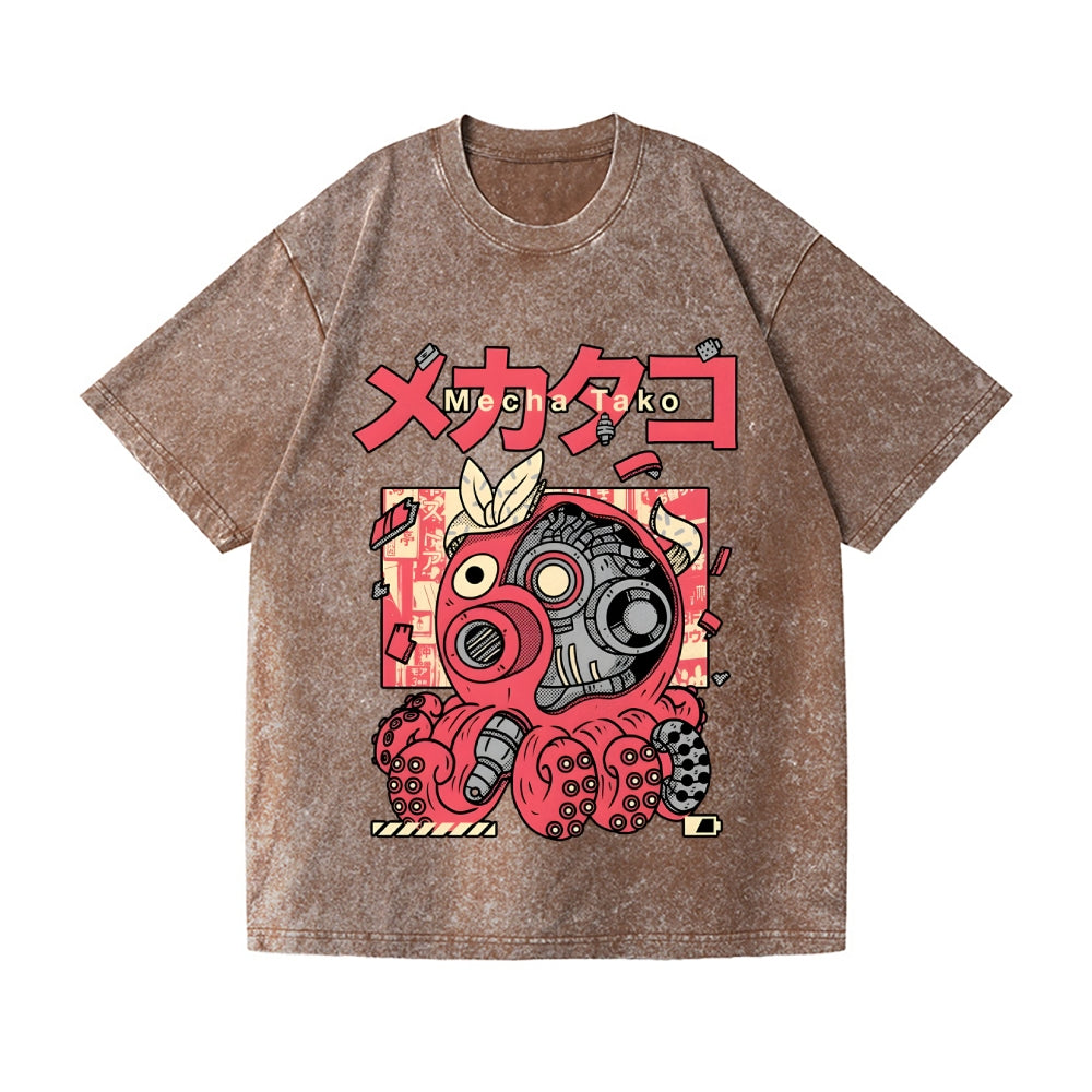 Mecha Takoyaki Vintage Wash Japanese Design T-Shirt
