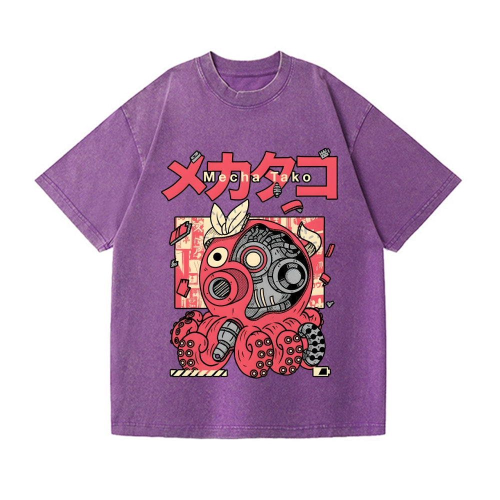 Mecha Takoyaki Vintage Wash Japanese Design T-Shirt