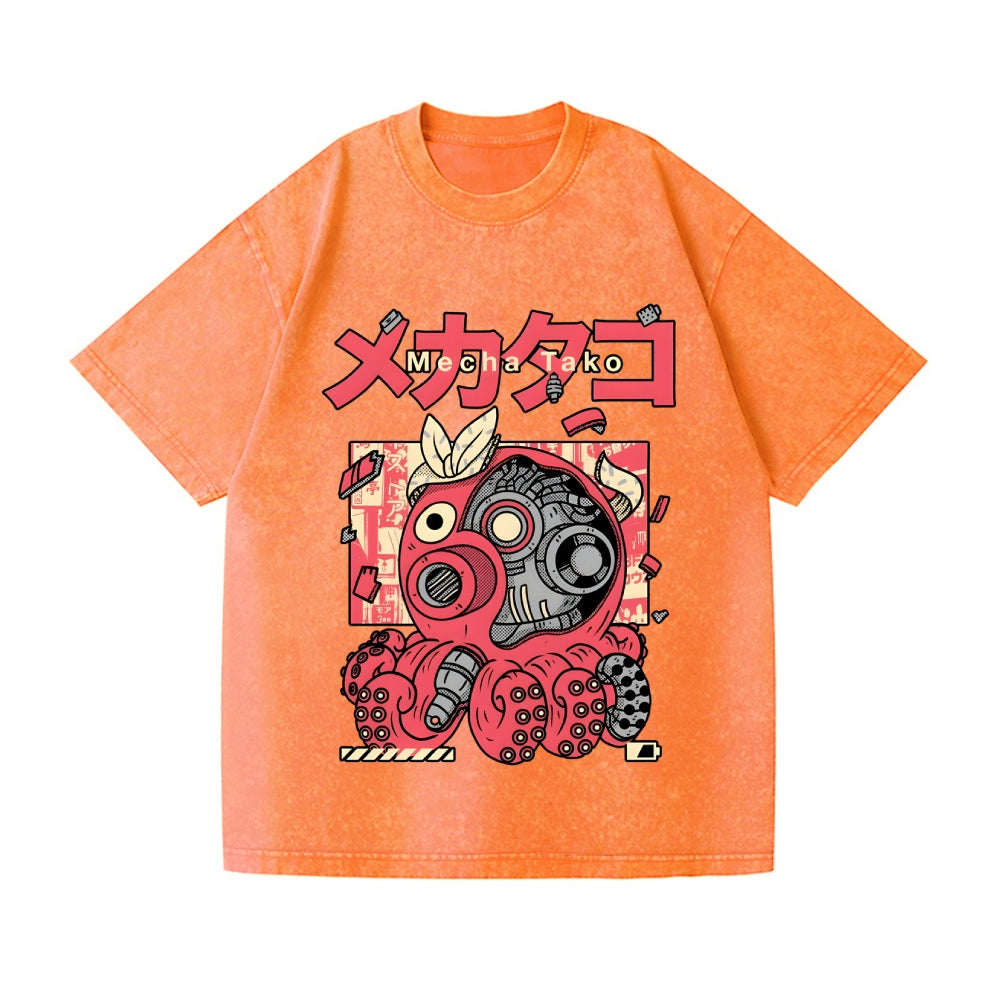 Mecha Takoyaki Vintage Wash Japanese Design T-Shirt