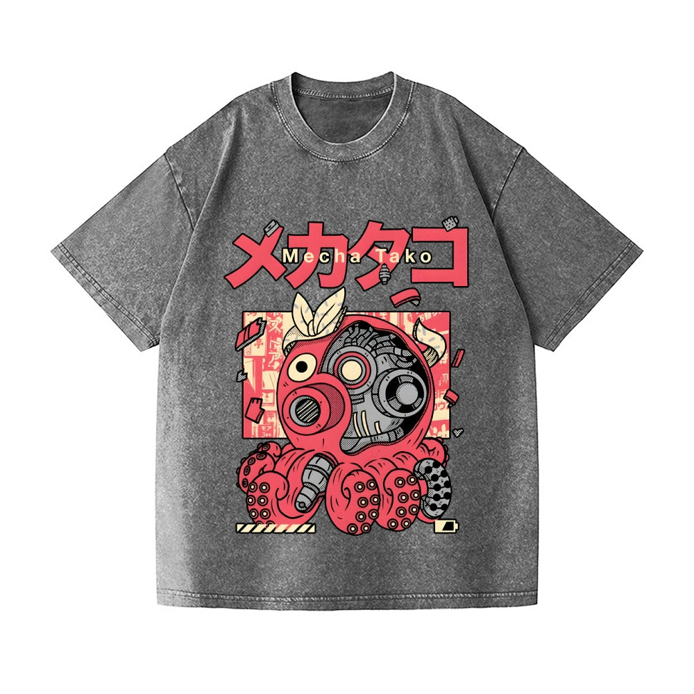 Mecha Takoyaki Vintage Wash Japanese Design T-Shirt
