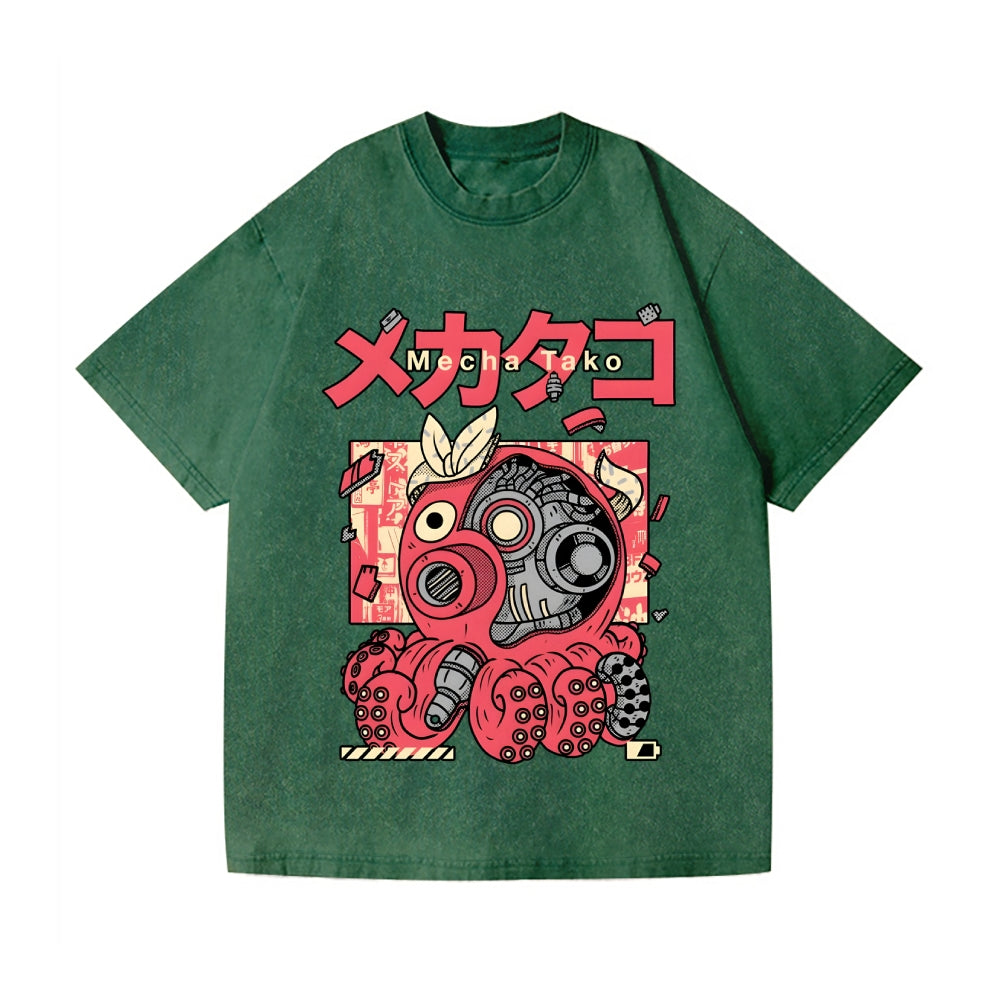Mecha Takoyaki Vintage Wash Japanese Design T-Shirt