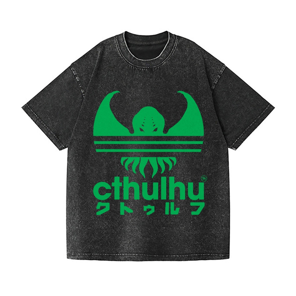 Cthulhu Octopus Vintage Wash Japanese Design T-Shirt