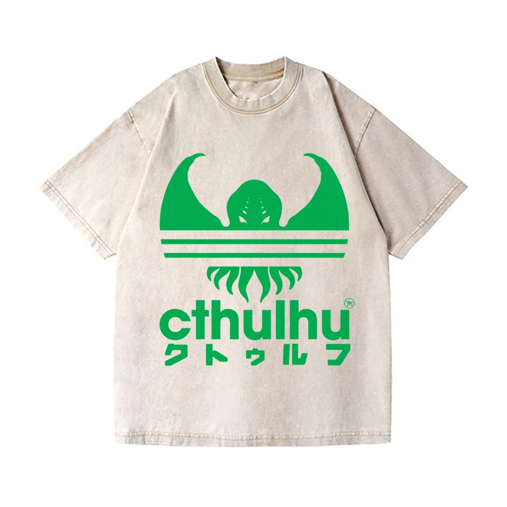 Cthulhu Octopus Vintage Wash Japanese Design T-Shirt