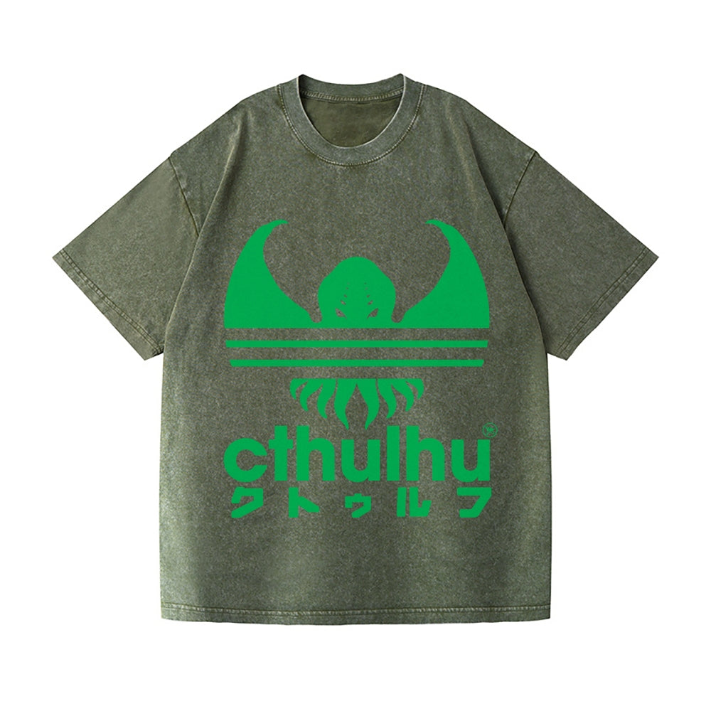 Cthulhu Octopus Vintage Wash Japanese Design T-Shirt