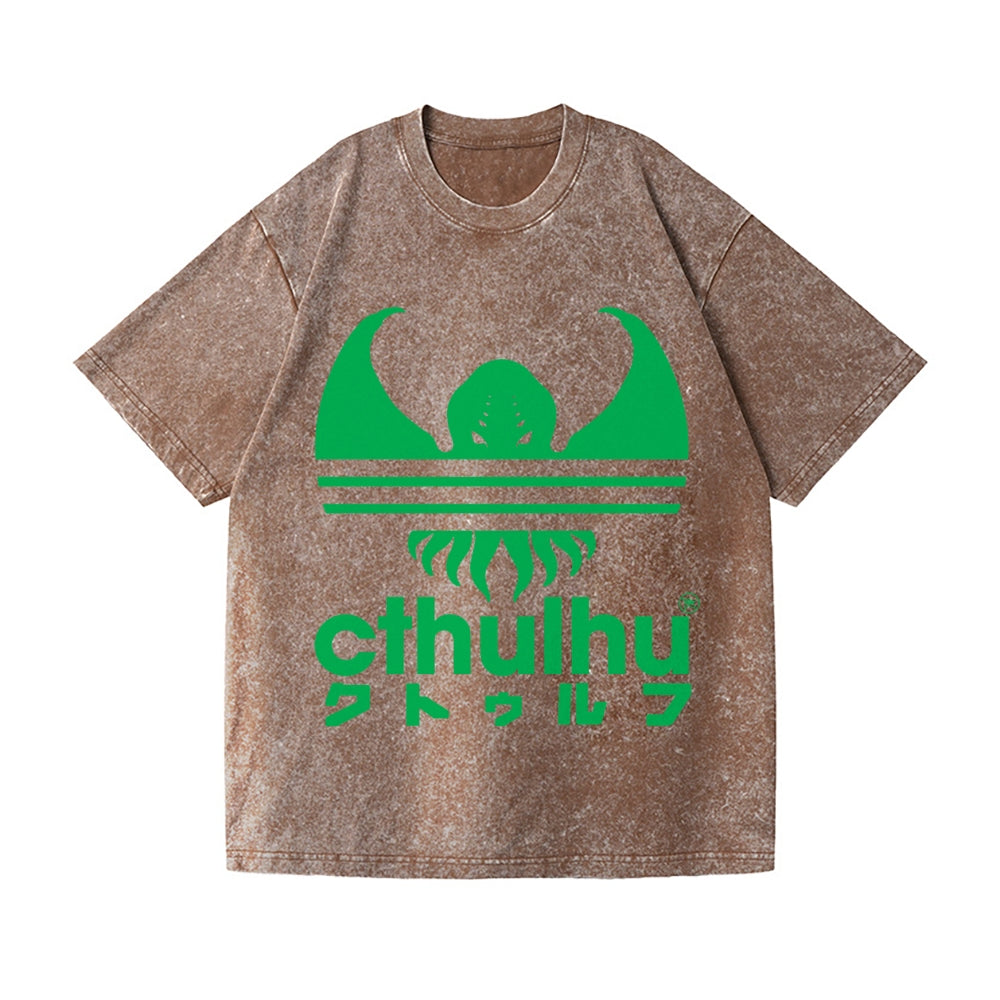 Cthulhu Octopus Vintage Wash Japanese Design T-Shirt