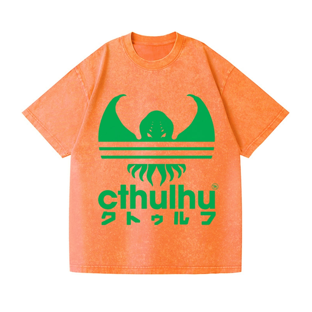 Cthulhu Octopus Vintage Wash Japanese Design T-Shirt