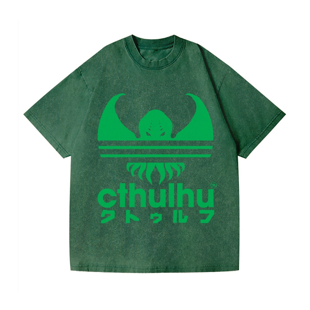 Cthulhu Octopus Vintage Wash Japanese Design T-Shirt