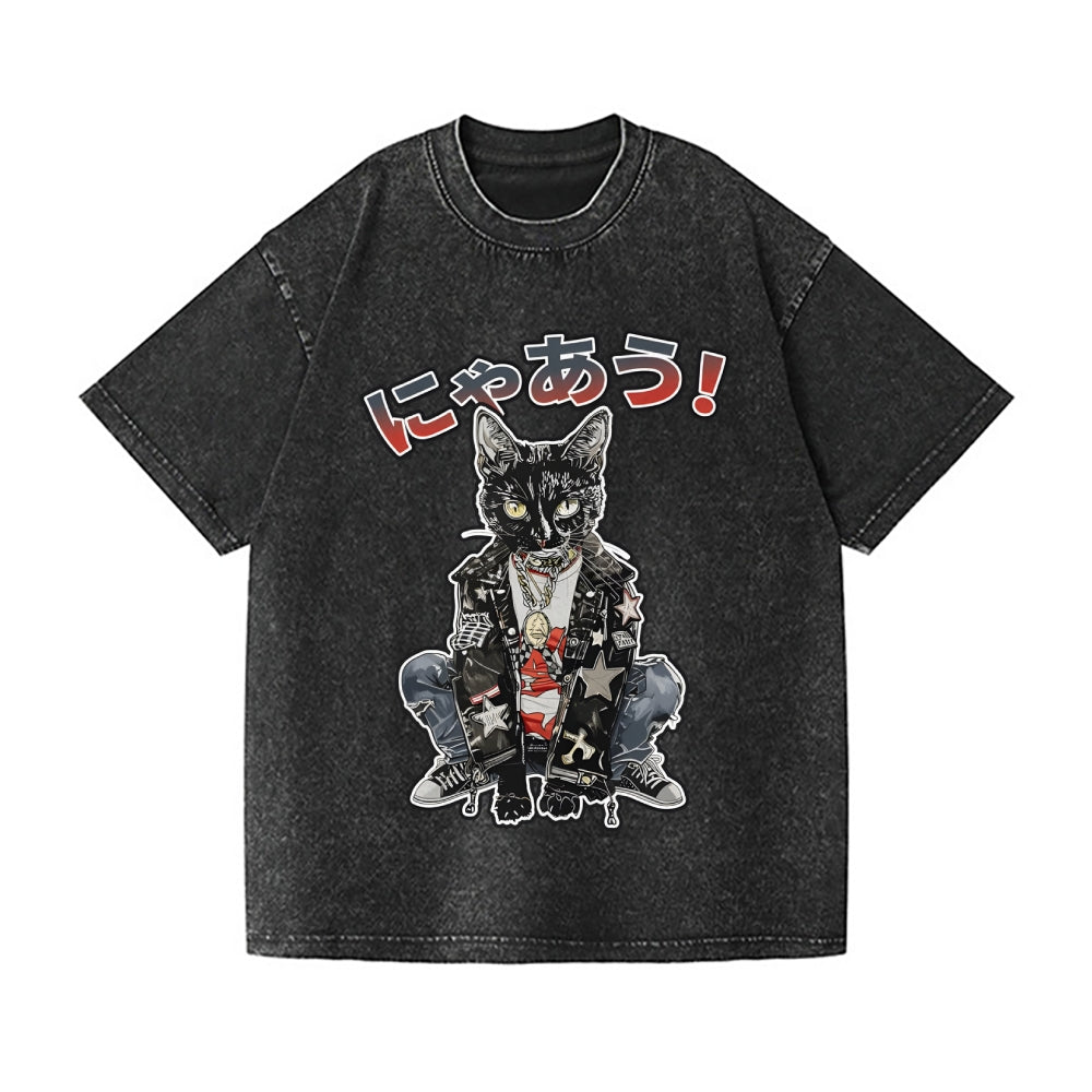 Bad Cat Vintage Wash Japanese Design T-Shirt