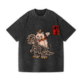 Kaiju Cat Vintage Wash Japanese Design T-Shirt