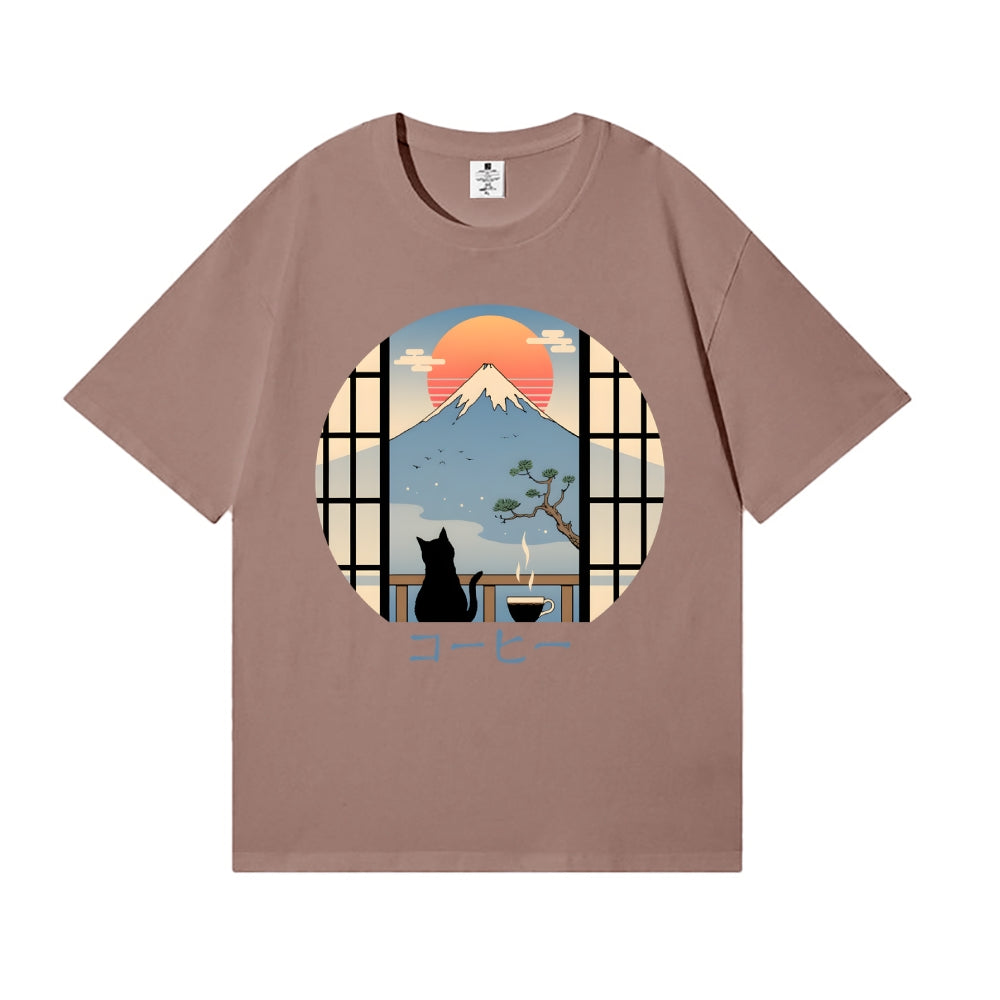 Cat Fuji Mt Japanese Style Classic Tee