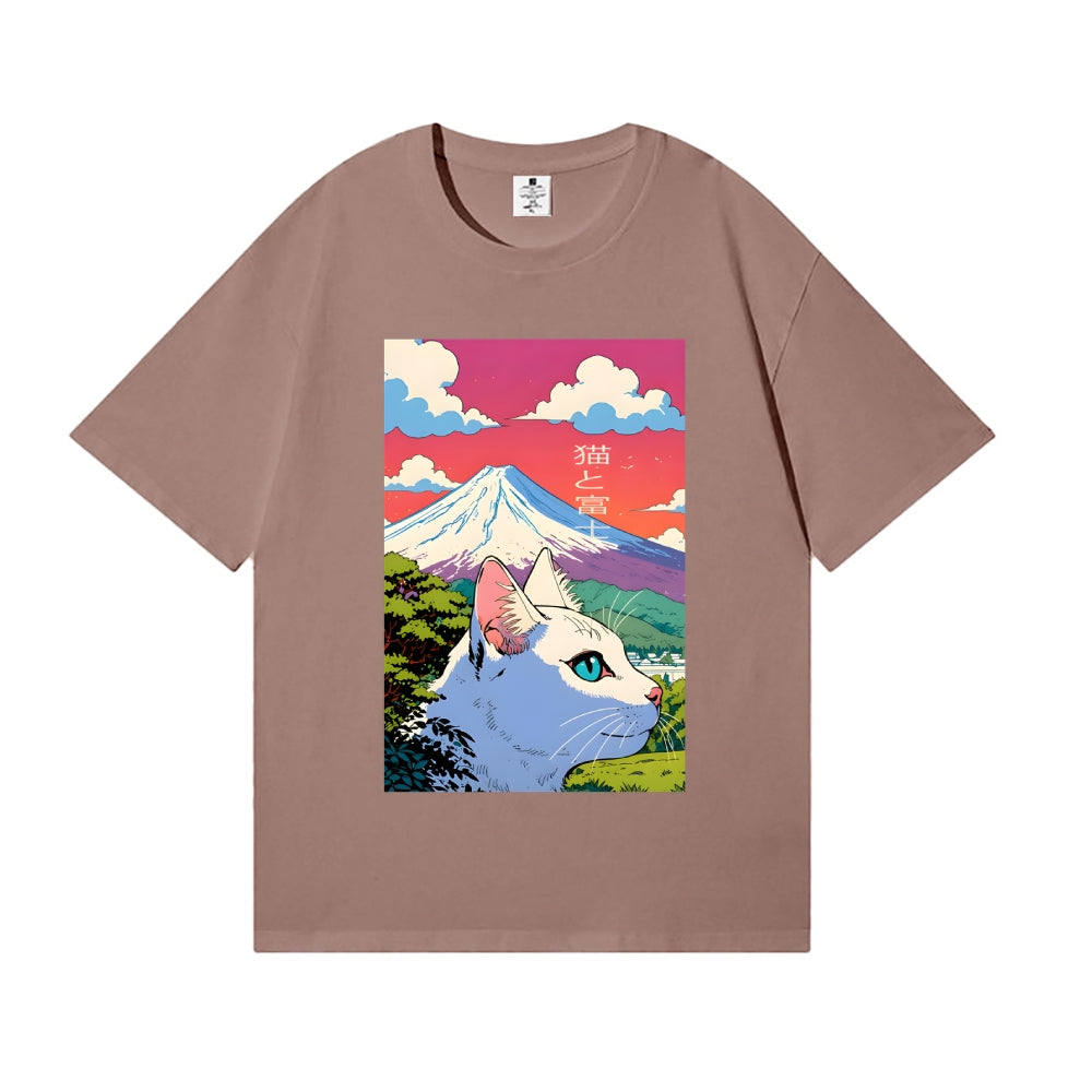 Cat Fuji Mt Japanese Style Classic Tee