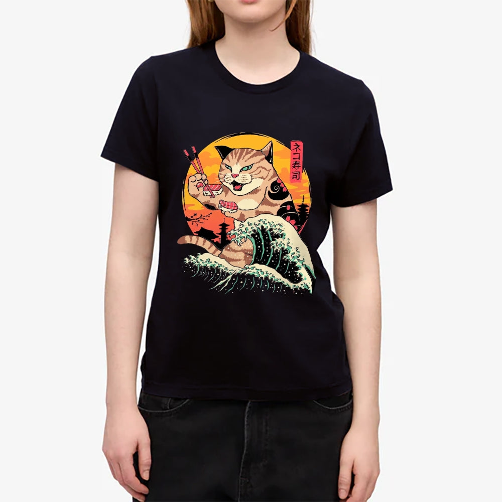 Cat Sushi Wave Japanese Style Women's Classic Tee