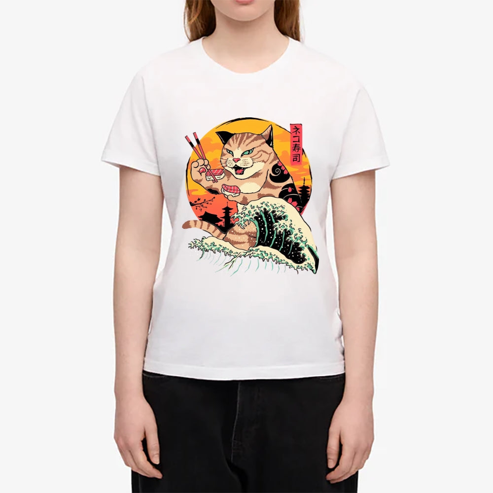 Cat Sushi Wave Japanese Style Women's Classic Tee