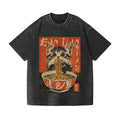 Ramen Cat Vintage Wash Japanese Design T-Shirt