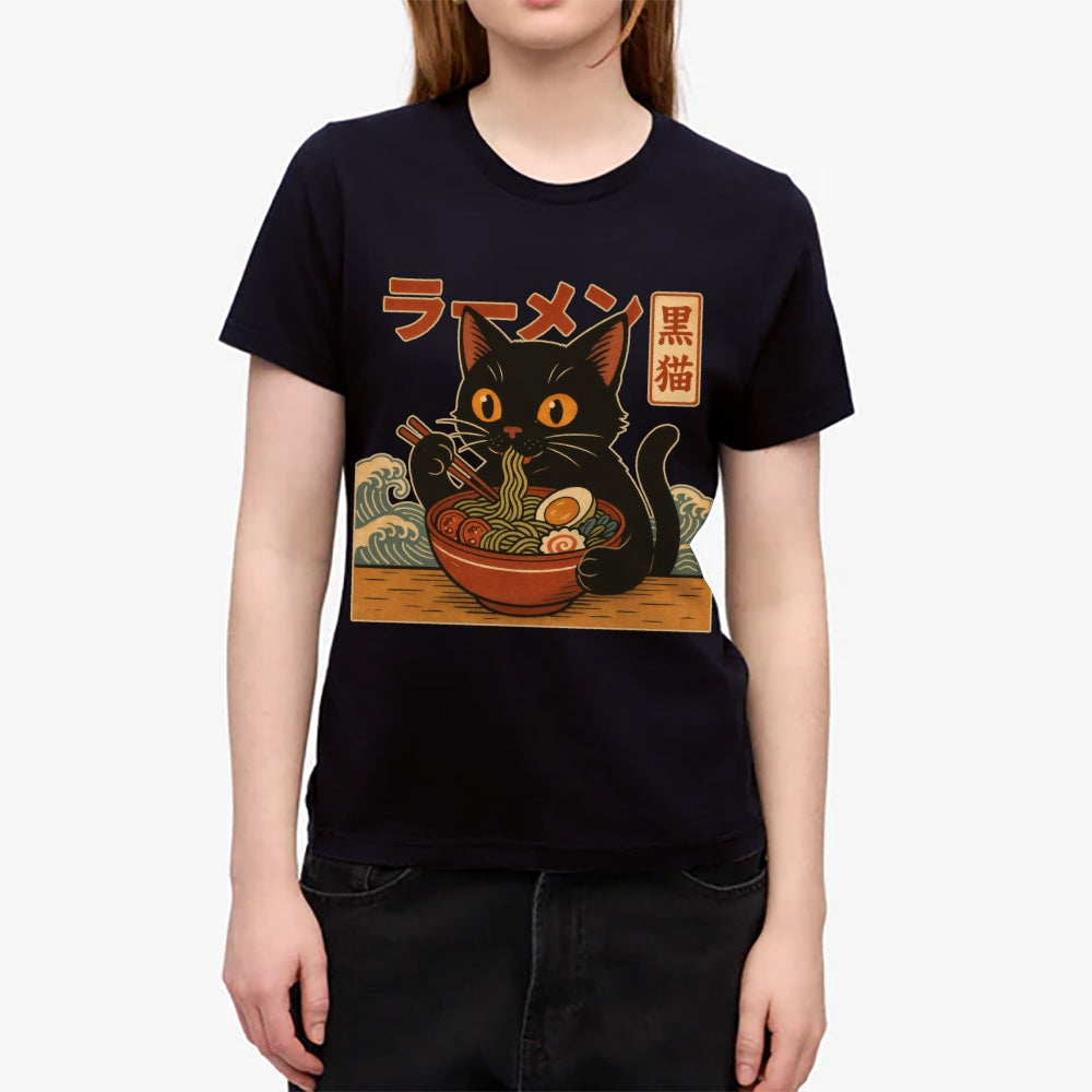 Black Cat Ramen Japanese Style Women's Classic Tee