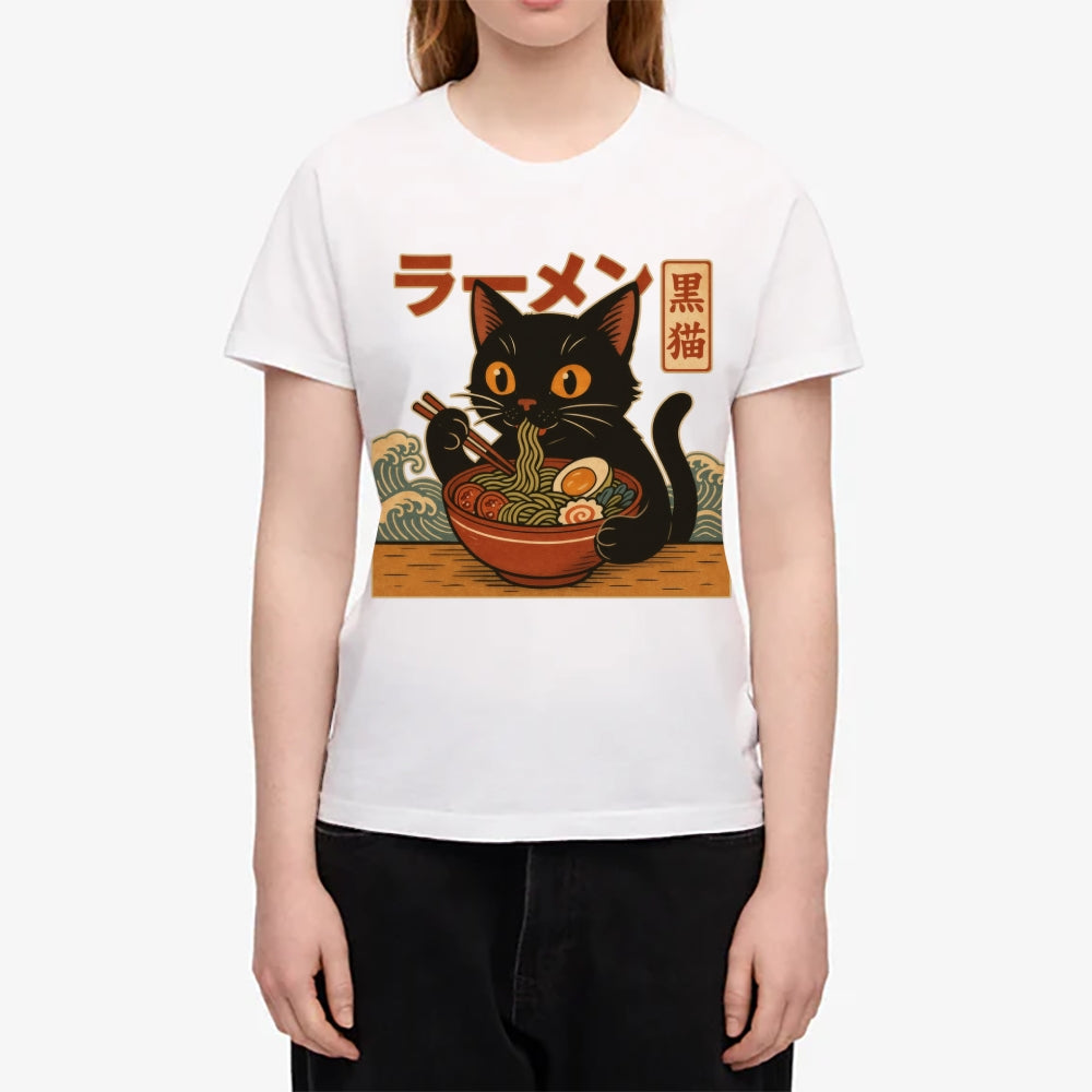 Black Cat Ramen Japanese Style Women's Classic Tee