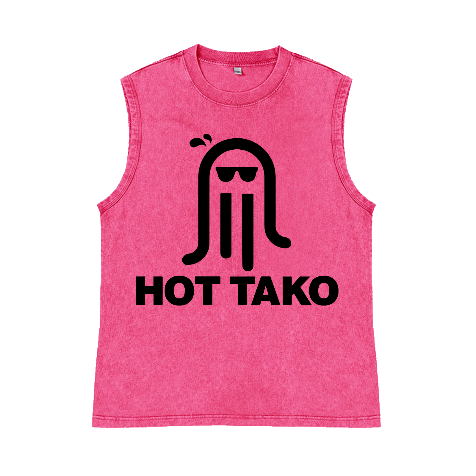Hot Tako Octopus Pure Cotton Wash-Dyed Sleeveless Tank Top