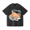 Cat Vintage Wash Japanese Design T-Shirt