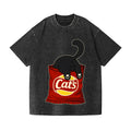 Chips Cat Vintage Wash Japanese Design T-Shirt
