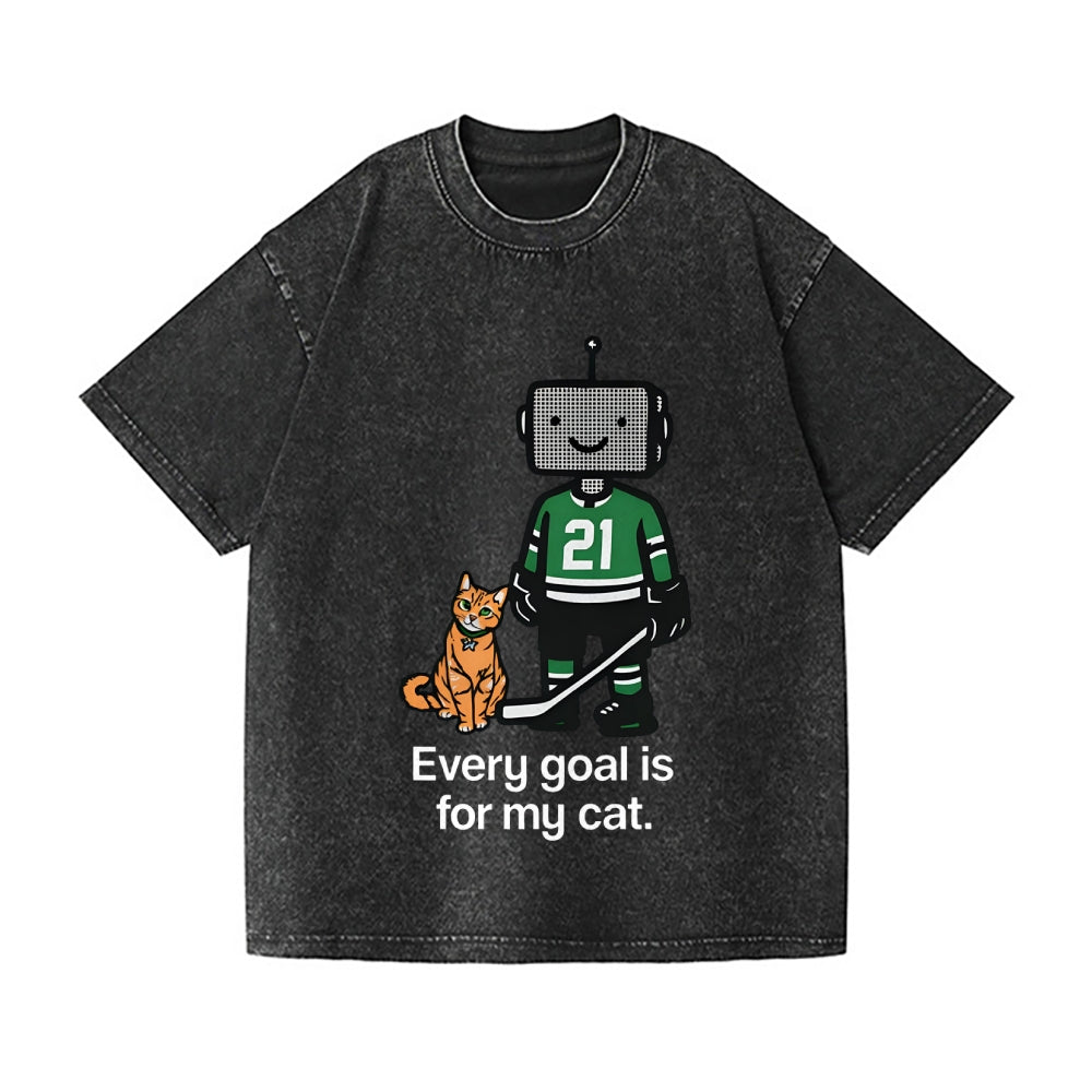 Jason Robertson Cat Ice Hockey Vintage Wash Japanese Design T-Shirt