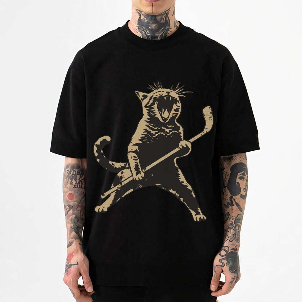 Cat Playing Ice Hockey Japanese Style Classic Tee