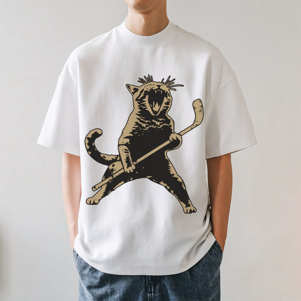 Cat Playing Ice Hockey Japanese Style Classic Tee