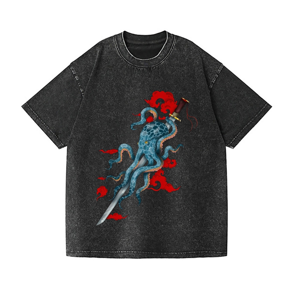 Octopus Vintage Wash Japanese Design T-Shirt
