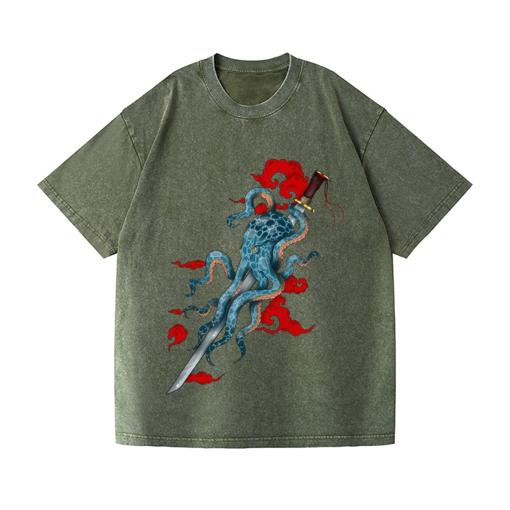 Octopus Vintage Wash Japanese Design T-Shirt