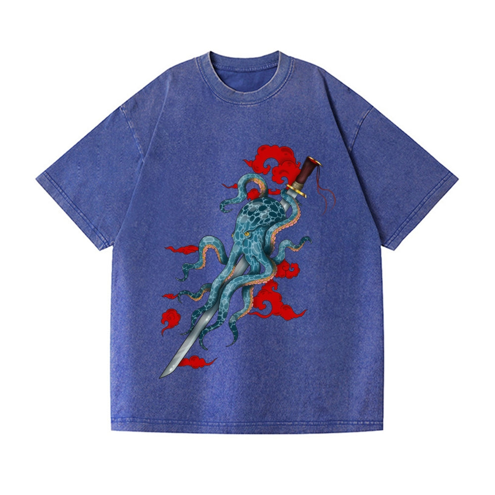 Octopus Vintage Wash Japanese Design T-Shirt