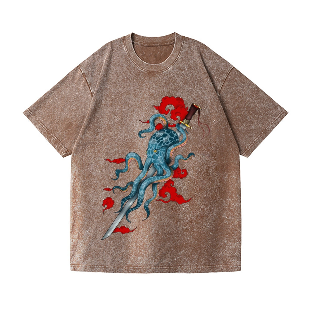 Octopus Vintage Wash Japanese Design T-Shirt