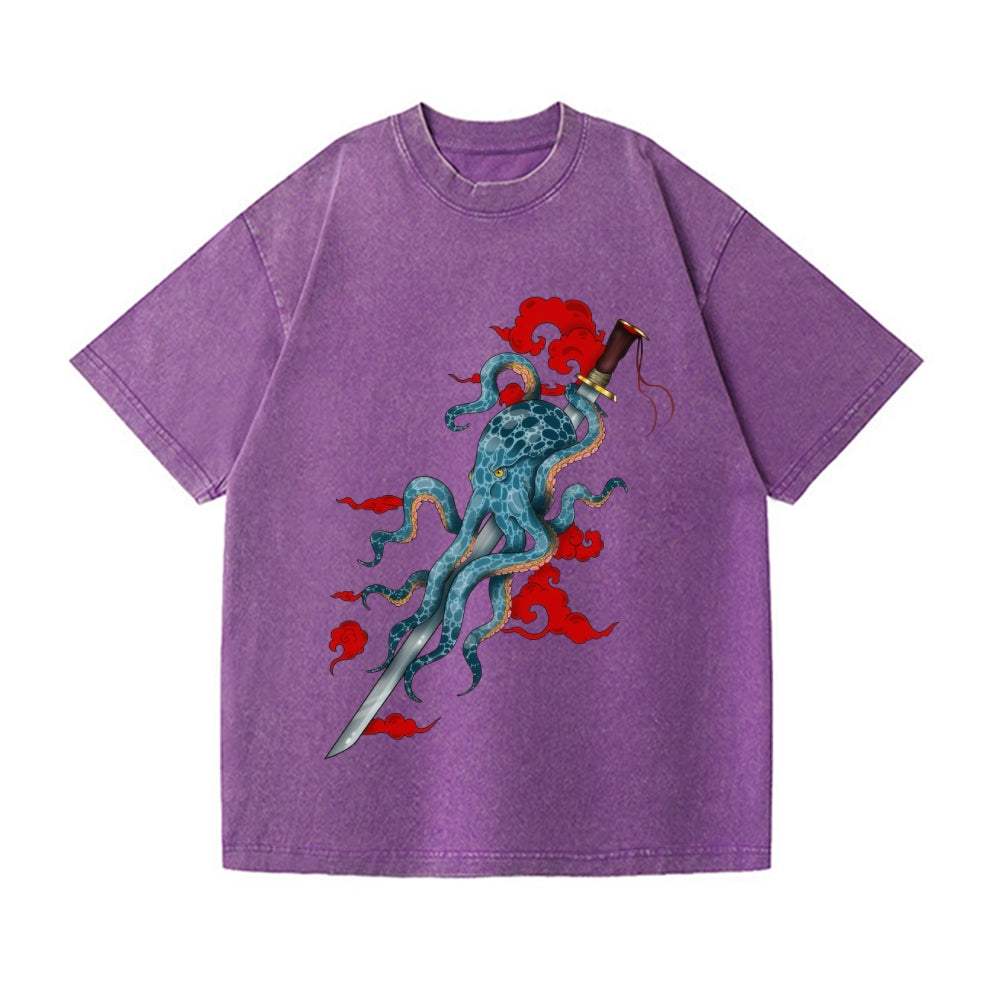 Octopus Vintage Wash Japanese Design T-Shirt