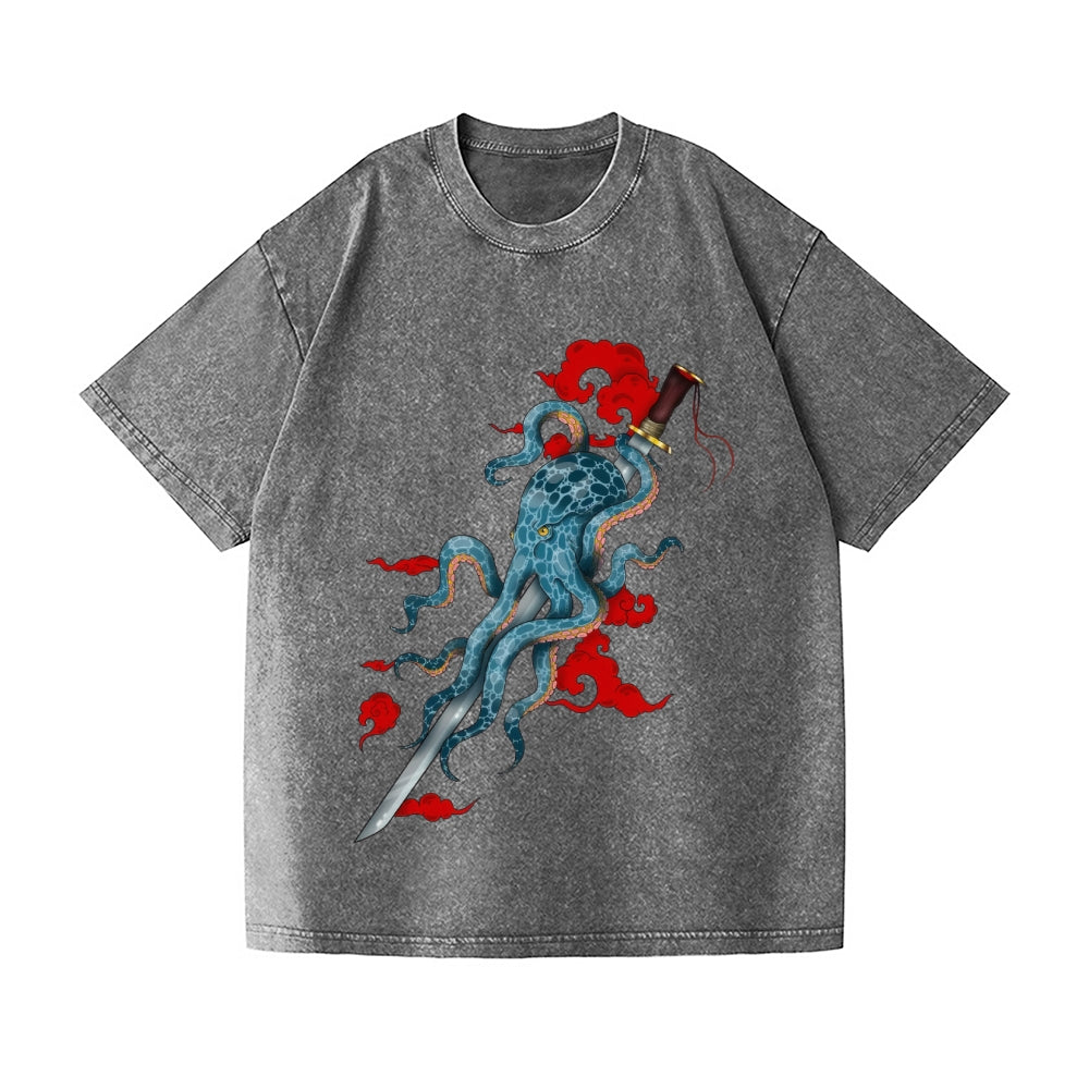Octopus Vintage Wash Japanese Design T-Shirt