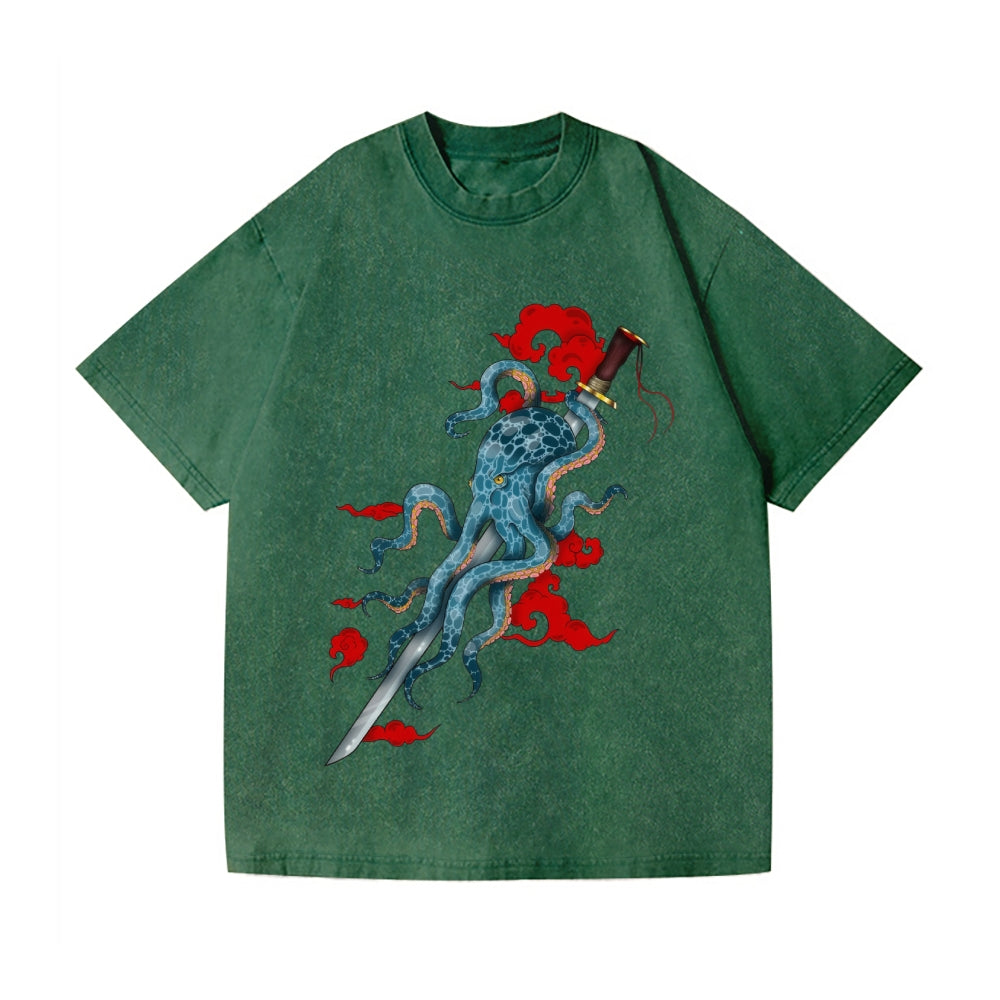 Octopus Vintage Wash Japanese Design T-Shirt