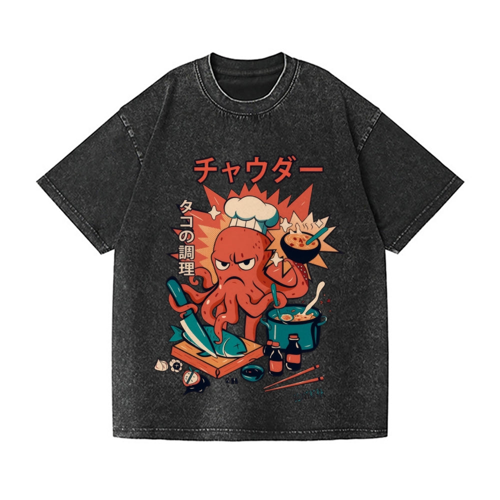 Octopus Vintage Wash Japanese Design T-Shirt