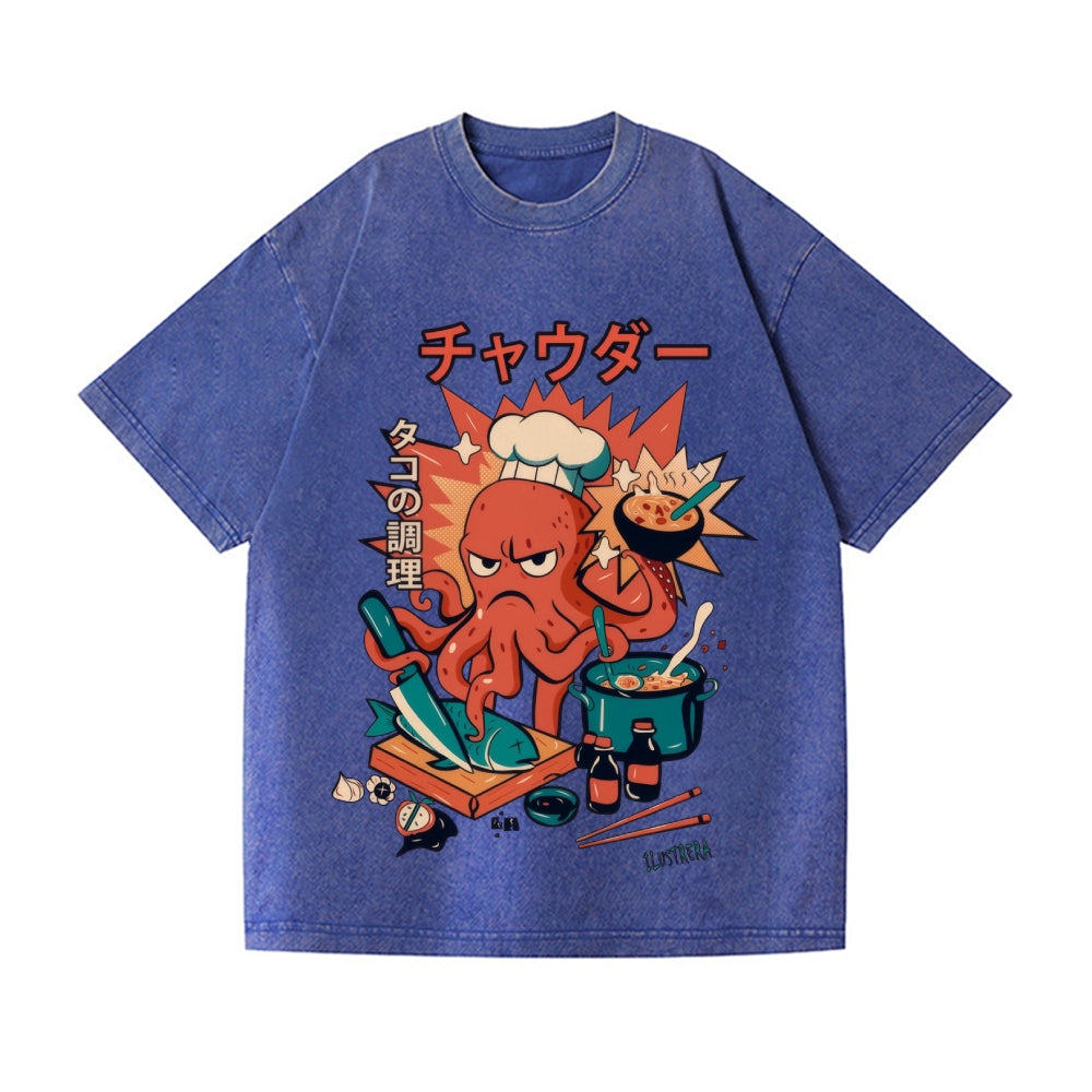 Octopus Vintage Wash Japanese Design T-Shirt
