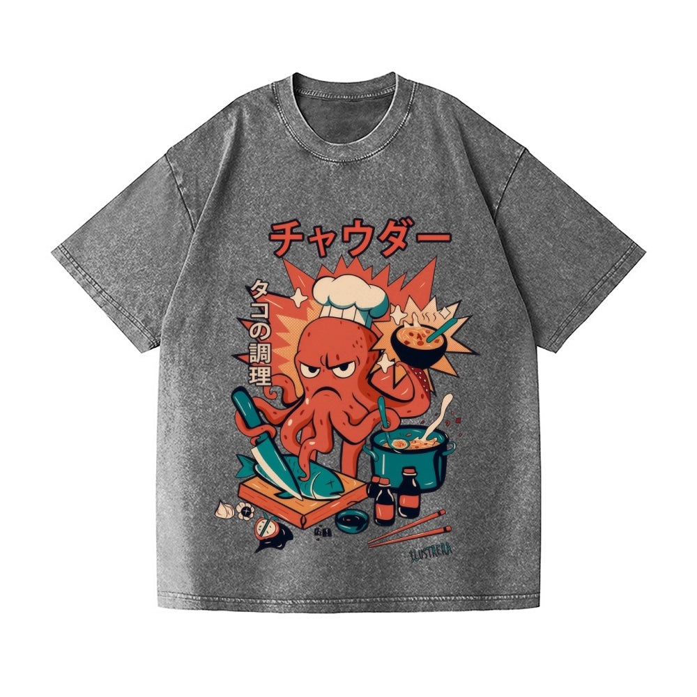 Octopus Vintage Wash Japanese Design T-Shirt
