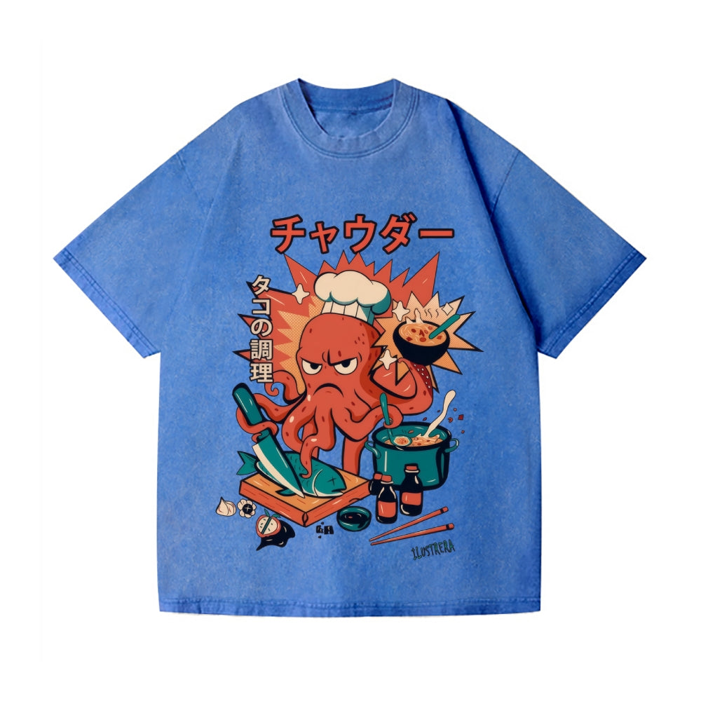 Octopus Vintage Wash Japanese Design T-Shirt