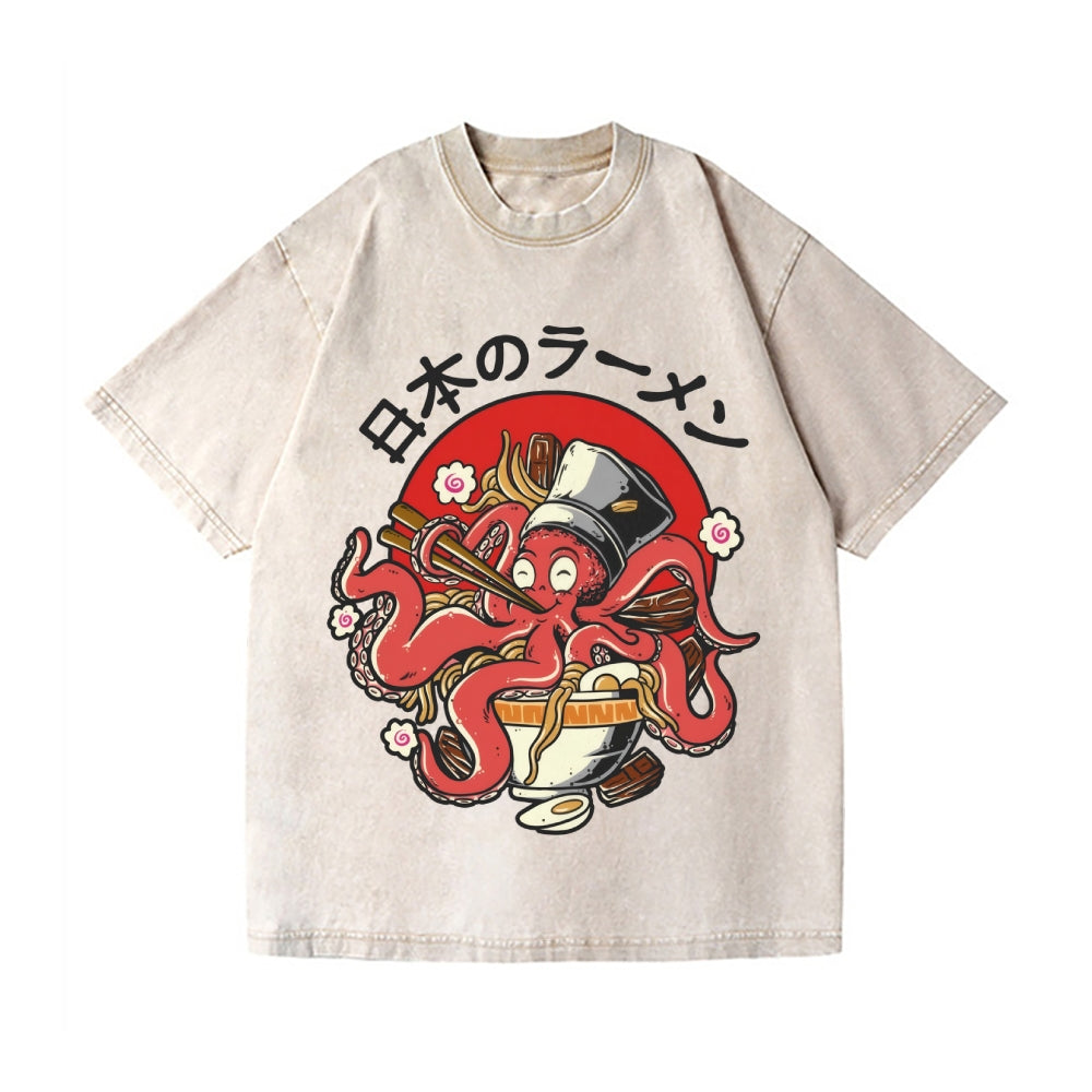 Octopus Vintage Wash Japanese Design T-Shirt