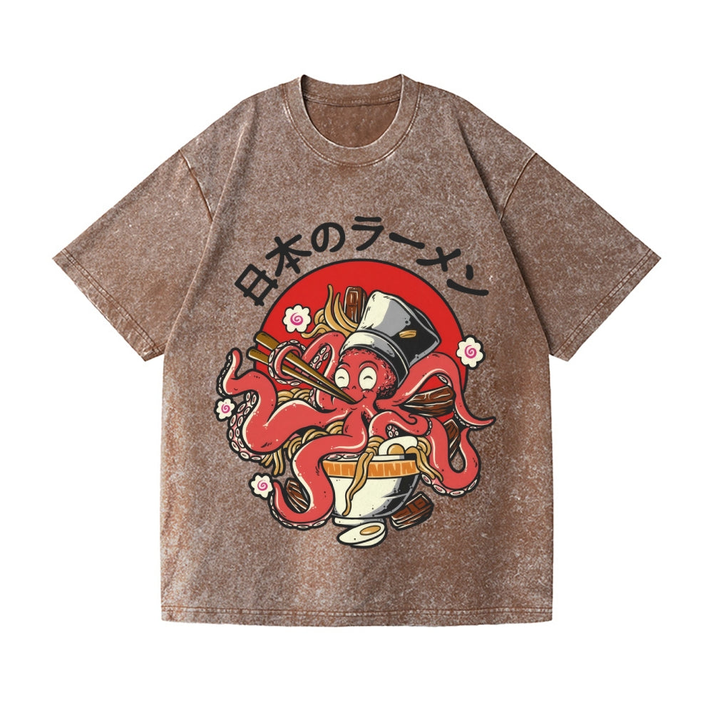 Octopus Vintage Wash Japanese Design T-Shirt