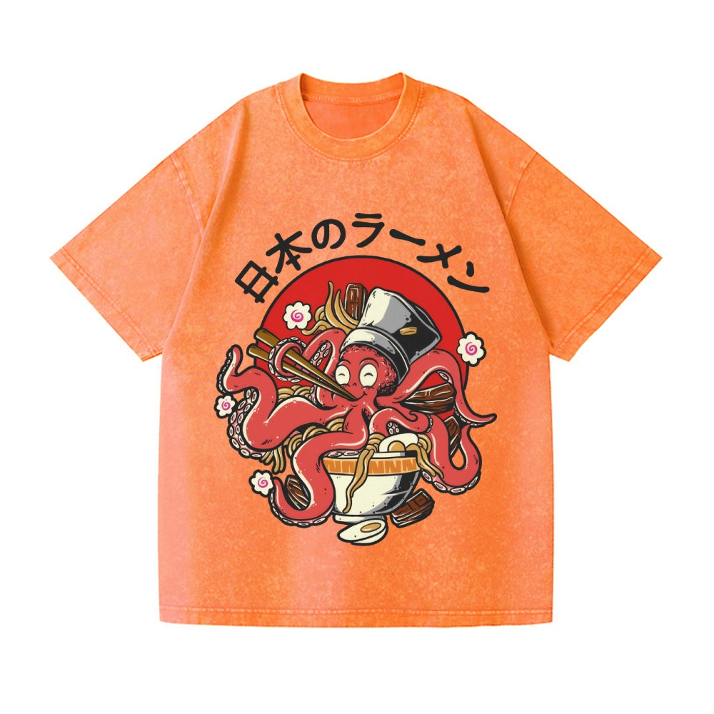 Octopus Vintage Wash Japanese Design T-Shirt