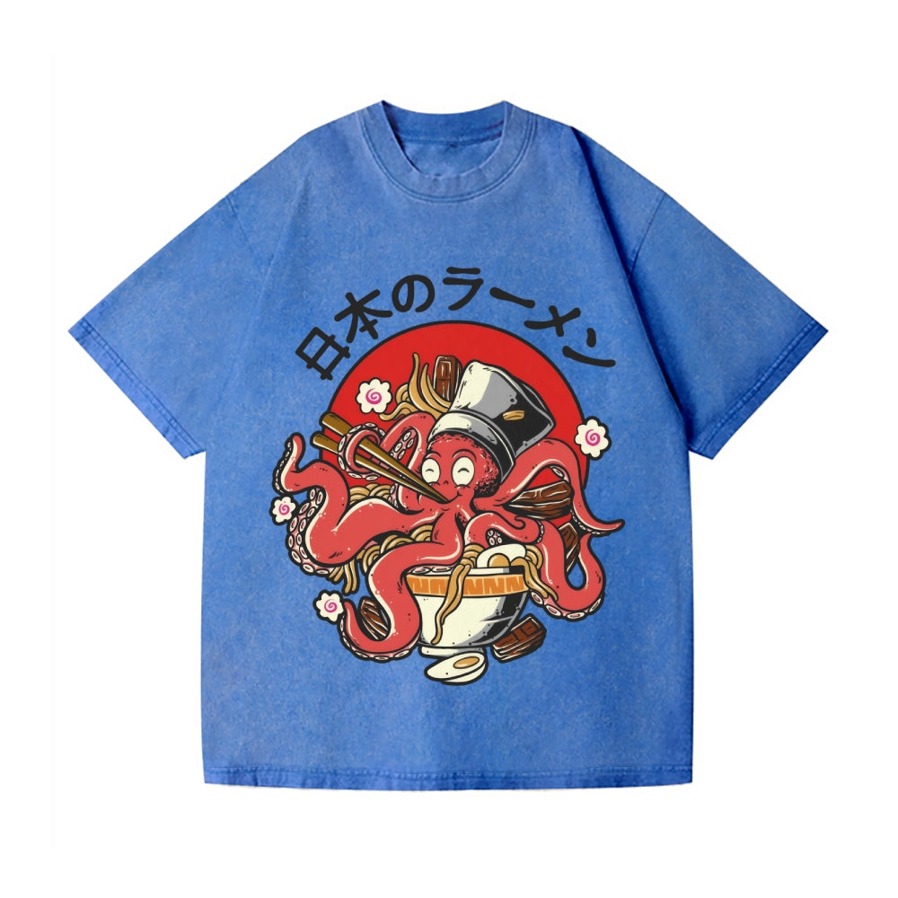 Octopus Vintage Wash Japanese Design T-Shirt