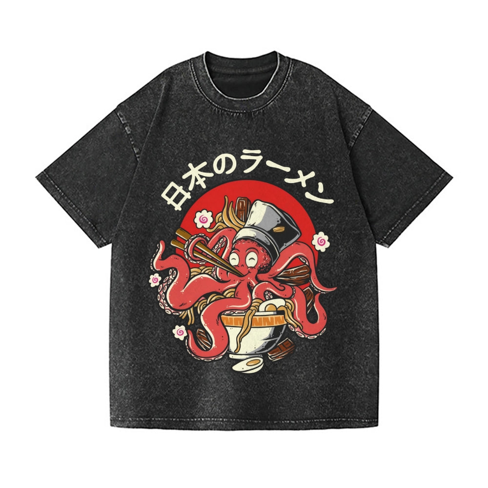 Octopus Vintage Wash Japanese Design T-Shirt