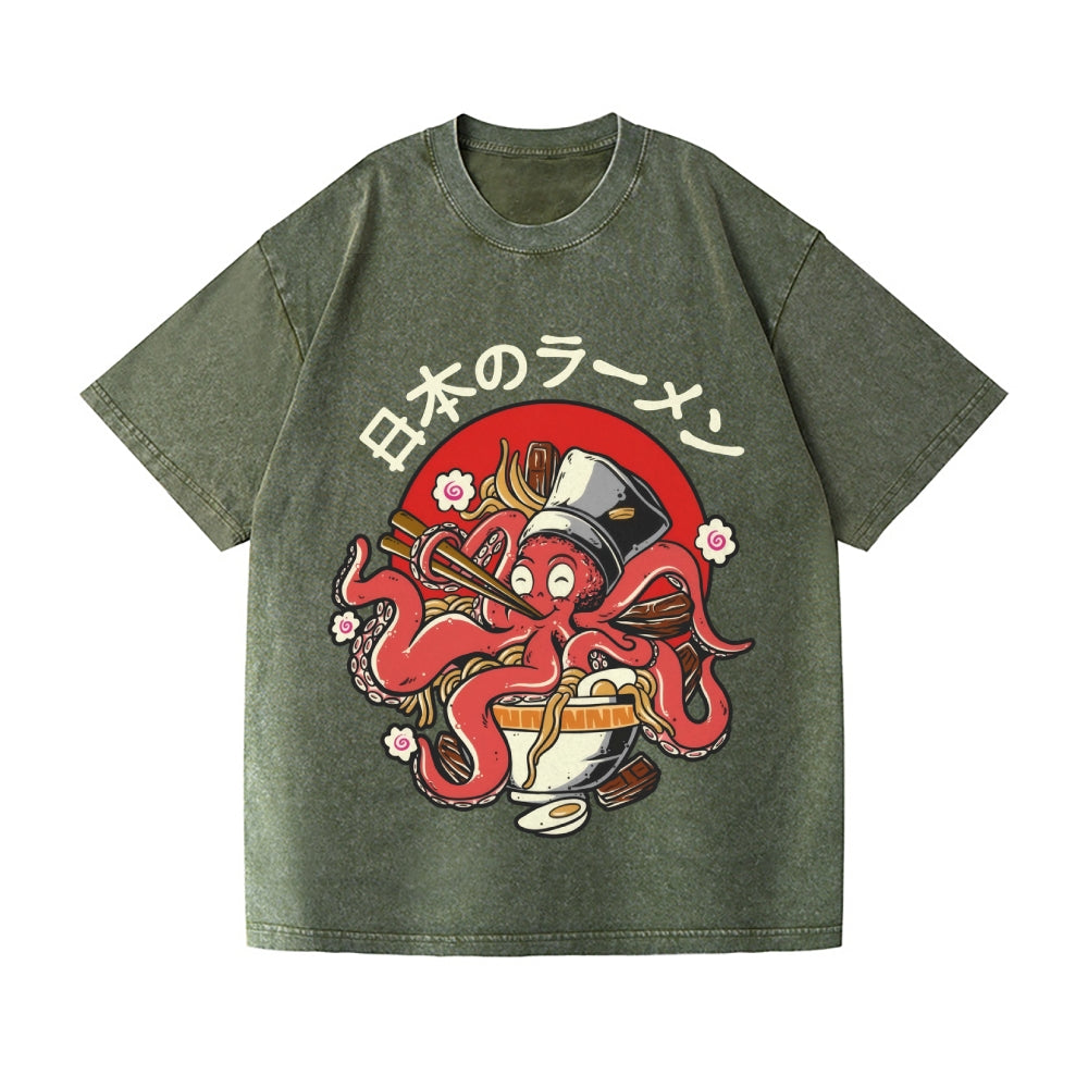 Octopus Vintage Wash Japanese Design T-Shirt