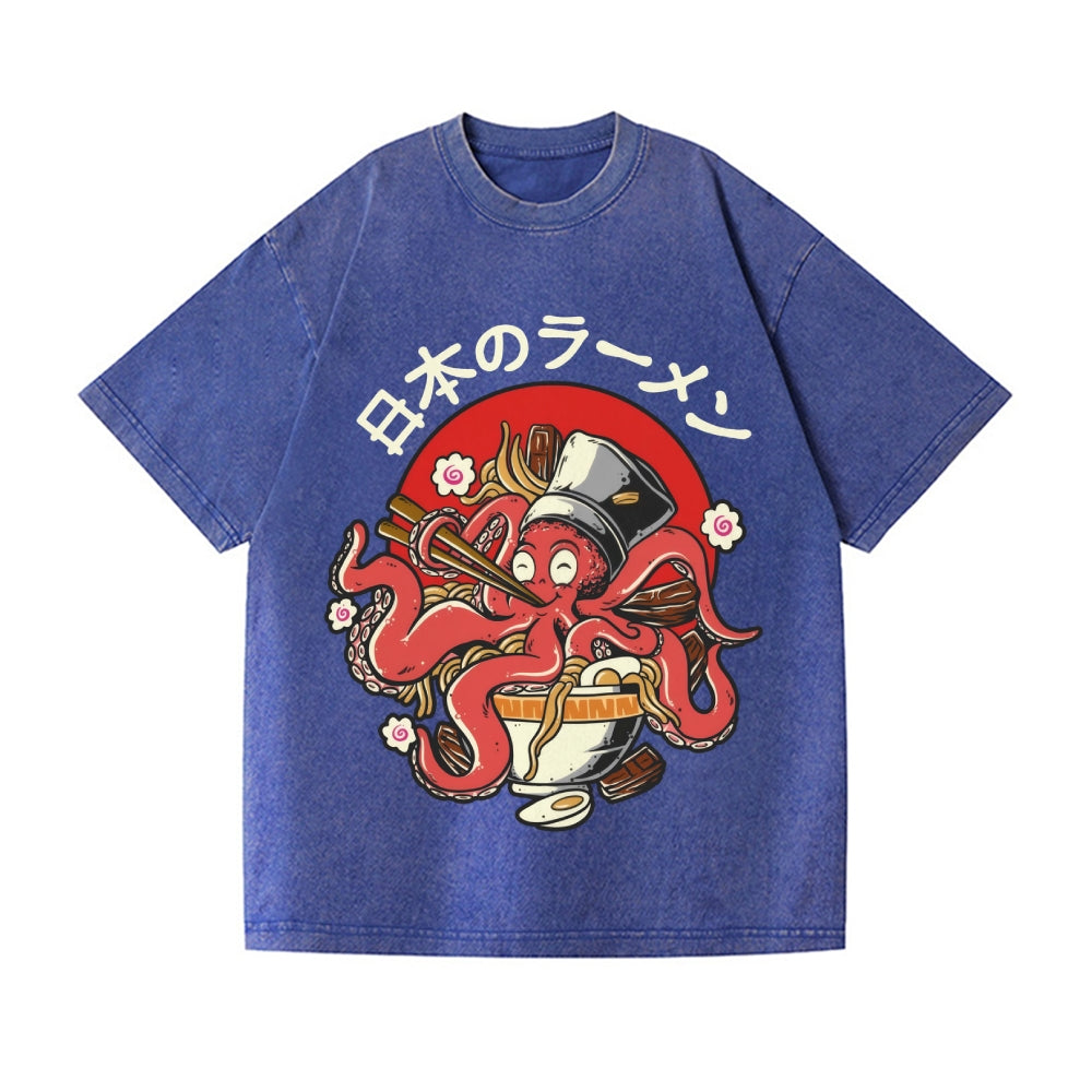 Octopus Vintage Wash Japanese Design T-Shirt