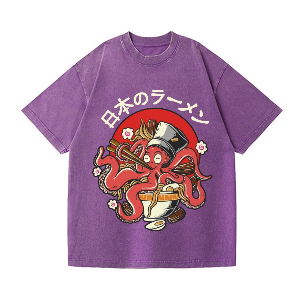 Octopus Vintage Wash Japanese Design T-Shirt